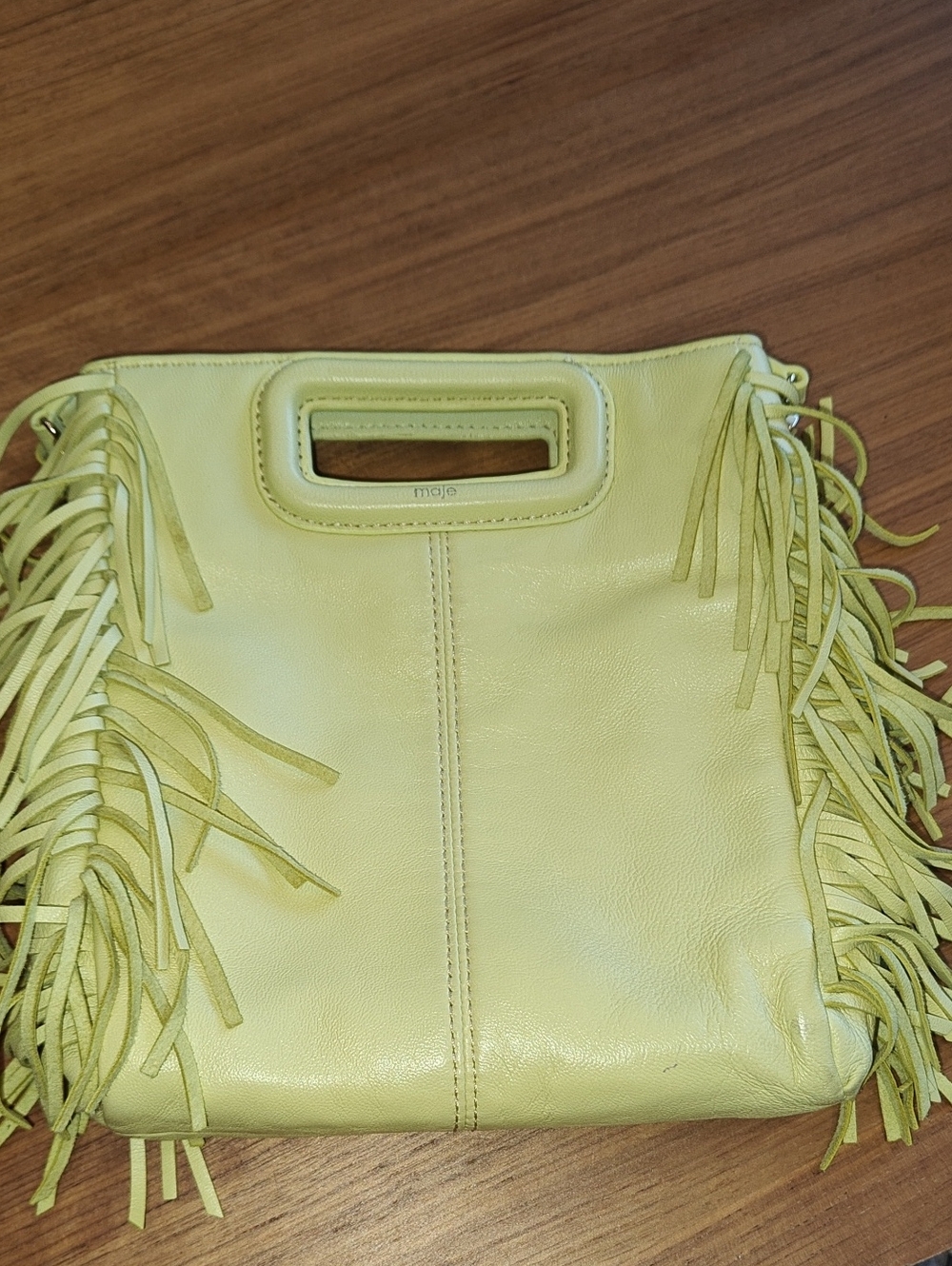 Maje Lemon Yellow Fringe Mini Tote